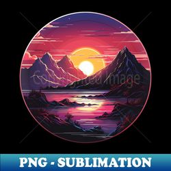 vintage vinyl record synthwave sun - trendy sublimation digital download - unleash your creativity