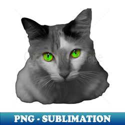 white cat green eyes - exclusive sublimation digital file - bold & eye-catching
