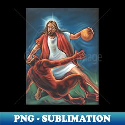 jesus crossing the devil - artistic sublimation digital file - fashionable and fearless