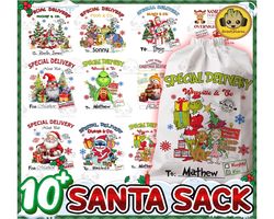 10 custom cartoon movie christmas png, xmas tote bag png, merry christmas png, christmas vibe png, santa claus png