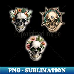 skulls with botany and plants 2 - png sublimation digital download - perfect for sublimation mastery