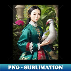 beautiful maylasian girl with exotic bird - sublimation-ready png file - unlock vibrant sublimation designs