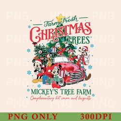 vintage disney farm fresh png, mickey's tree farm, mickey and friends christmas png, vintage christmas disney family png