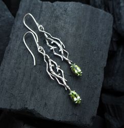 peridot earrings handmade sterling silver earrings