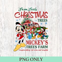 vintage disney farm fresh png, mickey's tree farm, mickey and friends christmas png, christmas disney family gift png