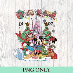 vintage disneyland christmas png, mickey and friends christmas png, disneyland png, christmas family png, christmas gift