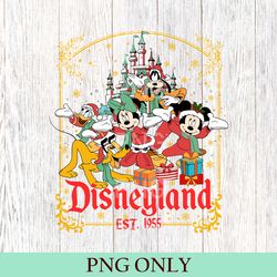 retro disneyland christmas png, mickey and friends christmas png, disneyland png, christmas family png, christmas gift