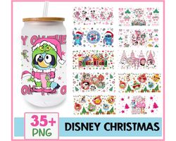 35 christmas can wrap bundle png, 16oz libbey glass wrap bundle png, christmas cartoon character bundle