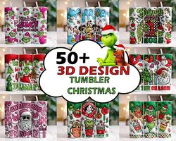 50 3d design tumbler christmas bundle inflated sublimation tumbler design download png, 20 oz digital tumbler wrap png