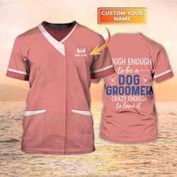 stylish custom 3d dog groomer shirt: trendy salon uniform
