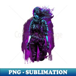 cyberpunk girl on neon background - sublimation-ready png file - capture imagination with every detail