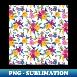 watercolor floral seamless pattern art - modern sublimation png file - vibrant and eye-catching typography