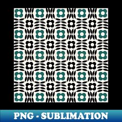 retro black and white florals with teal - instant sublimation digital download - bold & eye-catching