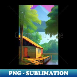 charming cottage on the lake - elegant sublimation png download - bring your designs to life