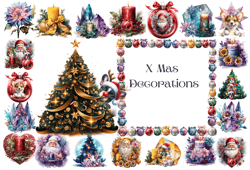 christmas decoration png, christmas clipart sublimation, holiday decoration graphics,xmas clip art,