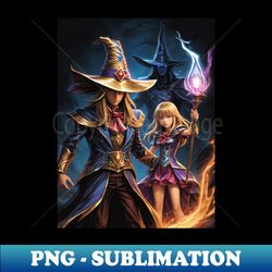 dark magician and dark magician girl mystical portrait - unique sublimation png download - bold & eye-catching