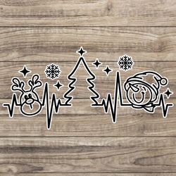 christmas heartbeat snowman reindeer svg cricut files svg eps dxf png