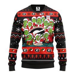 NCAA Georgia Bulldogs 12 Grinch All Over Print Ugly Hoodie 3D Zip Hoodie 3D Ugly Christmas Sweater 3D Fleece Hoodie