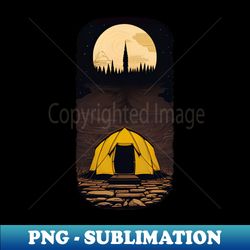 Camping Tent Dark Forest and Moon Hike art - PNG Transparent Digital Download File for Sublimation - Defying the Norms