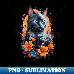 cat flower - aesthetic sublimation digital file - perfect for creative projects