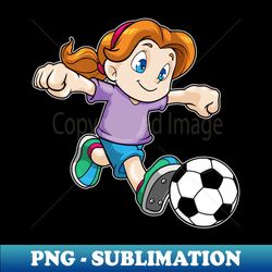 girl as soccer player with soccer ball - vintage sublimation png download - perfect for personalization