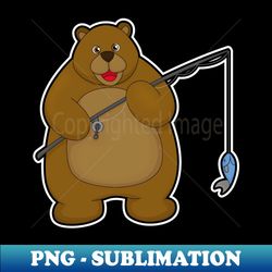 bear at fishing with fishing rod  fish - instant png sublimation download - stunning sublimation graphics