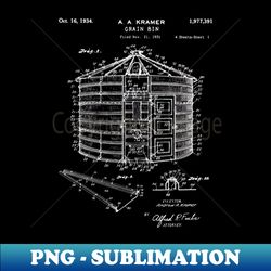 grain storage bin patent 1931 - sublimation-ready png file - bring your designs to life