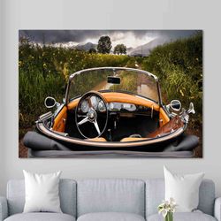 porsche 356 carrera wall art super car,green porsche 356 poster print,porche living room decor sport car poster, wall ar