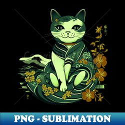 Floral Cat - Instant PNG Sublimation Download - Revolutionize Your Designs