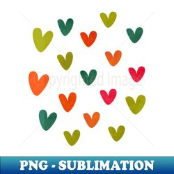 colorful hearts - vintage sublimation png download - transform your sublimation creations