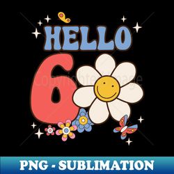 hello sixty retro 60th birthday flower power - decorative sublimation png file - unleash your creativity