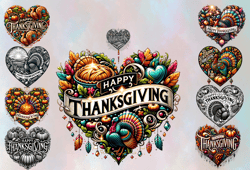 thanksgiving hearts clipart bundle,cute heart illustrations,heart clipart,heart png,thanksgiving clipart,festive