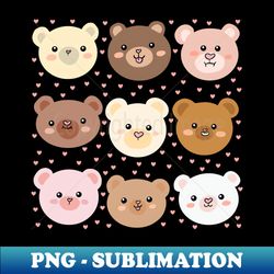cute teddy bears heads illustration - signature sublimation png file - transform your sublimation creations
