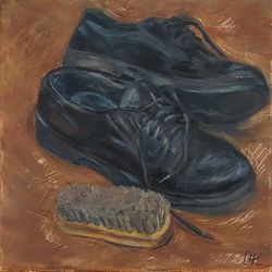 boots oil painting original art decor for lobby artwork