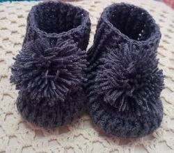 crochet handmade baby shoes gray color size 1 year baby