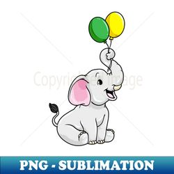 cute little elephant with balloons - vintage sublimation png download - defying the norms