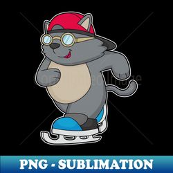 Cat as Ice Skater with Ice skates - Artistic Sublimation Digital File - Add a Festive Touch to Every Day