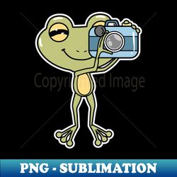 frog as photographer with camera - vintage sublimation png download - revolutionize your designs