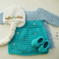 crochet pattern - princess elsa baby costume | princess dress crochet pattern | sizes newborn - 12 months