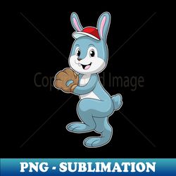 bunny at baseball with baseball glove - creative sublimation png download - revolutionize your designs