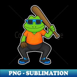 frog at baseball with baseball bat  sunglasses - png sublimation digital download - add a festive touch to every day