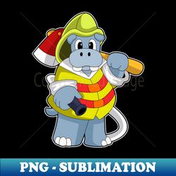 hippo as firefighter with ax - high-resolution png sublimation file - perfect for personalization