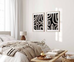 modern minimal neutral gallery wall art set of 2 black and beige abstract art farmhouse decor bedroom wall art, living r