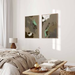 modern neutral abstract gallery wall art set of 2 beige neutral nordic prints abstract art brush strokes modern abstract