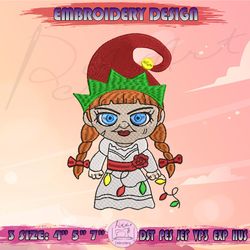 annabelle chibi christmas embroidery design, christmas cartoons embroidery, funny christmas embroidery, machine embroidery designs