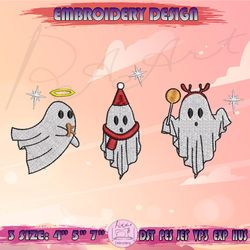 christmas ghosts embroidery design, spooky christmas embroidery, halloween christmas embroidery, machine embroidery designs
