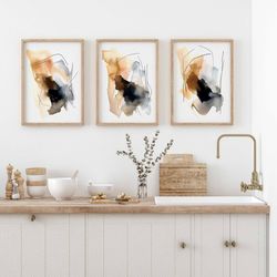 modern wall art set of 3 printable contemporary art apartment decor entryway wall art bathroom art brushstroke art