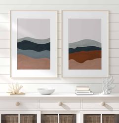 neutral tone abstract landscape gallery wall art set of 2 terracotta prints bedroom abstract art modern minimalist art l