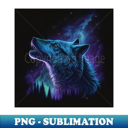 galaxy colourful wolf howling art - aesthetic sublimation digital file - defying the norms