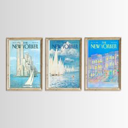 New Yorker Magazine Cover Set Of Three, New Yorker Prints, PRINTABLE, New Yorker Posters, Vintage Paintings Decor, NW3-1
